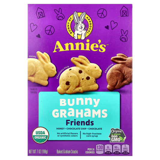 Annie's Homegrown, Organic Friends Bunny Grahams™, Chocolate Chip, Chocolate & Honey, 7 oz (198 g)