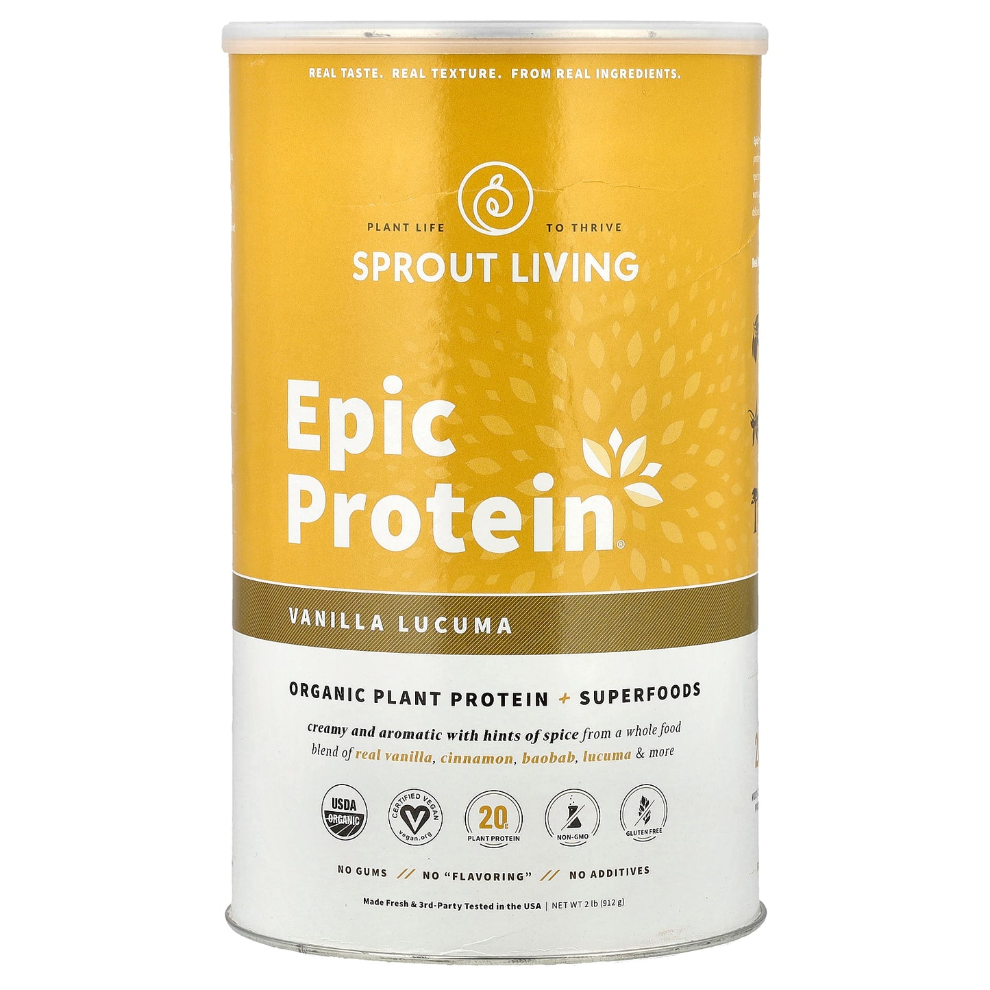 Sprout Living, Epic Protein®, Organic Plant Protein + Superfoods, Vanilla Lucuma, 2 lb (912 g)