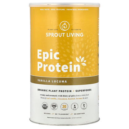 Sprout Living, Epic Protein®, Organic Plant Protein + Superfoods, Vanilla Lucuma, 2 lb (912 g)