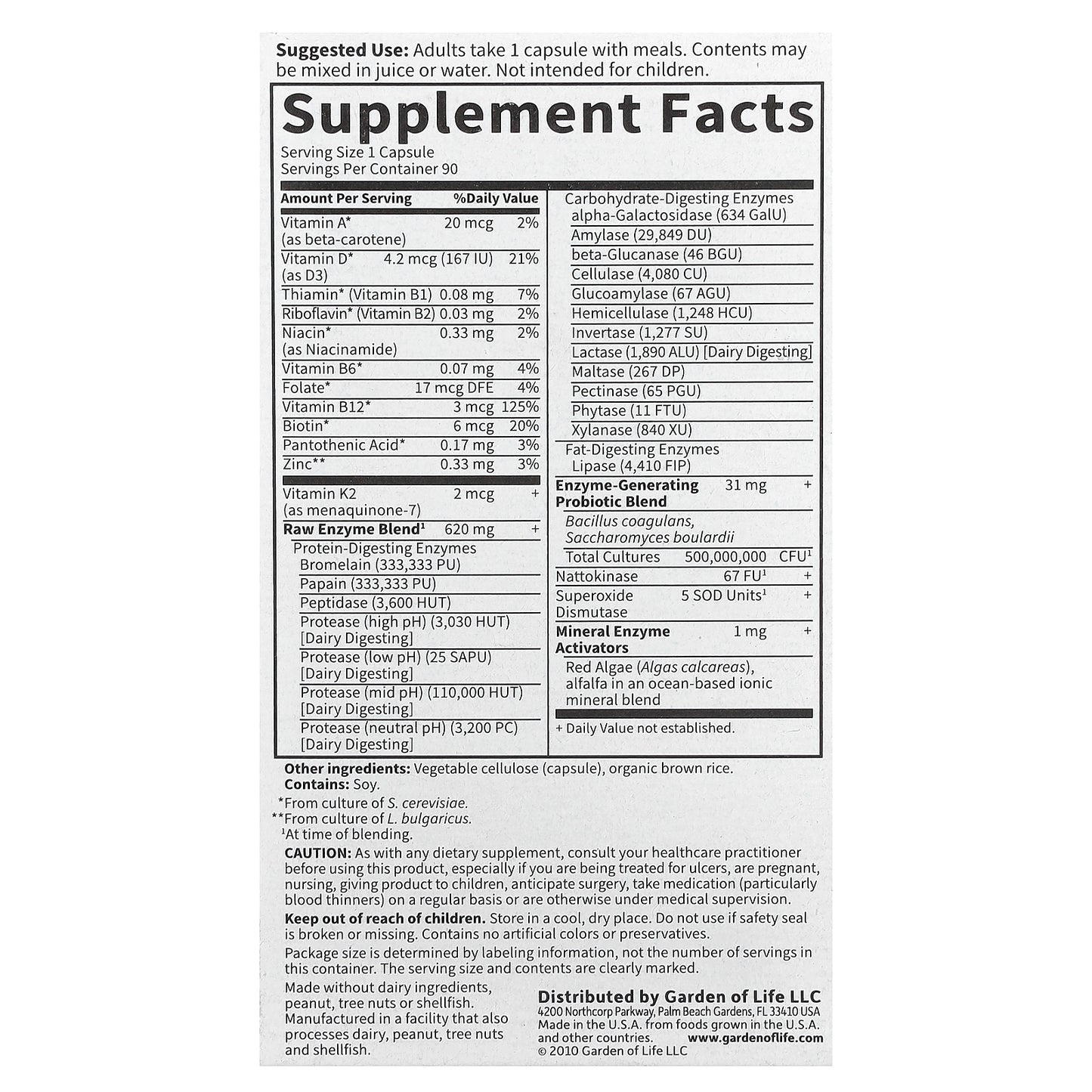 Garden of Life, RAW Enzymes, Women 50 & Wiser, 90 Vegetarian Capsules