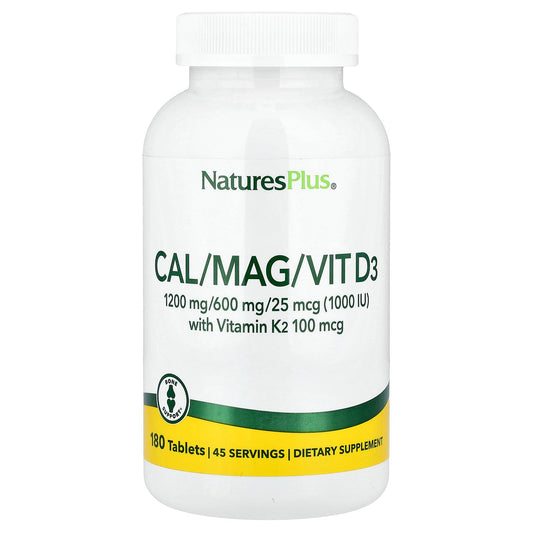 NaturesPlus, Cal/Mag/Vit D3 with Vitamin K2, 180 Tablets