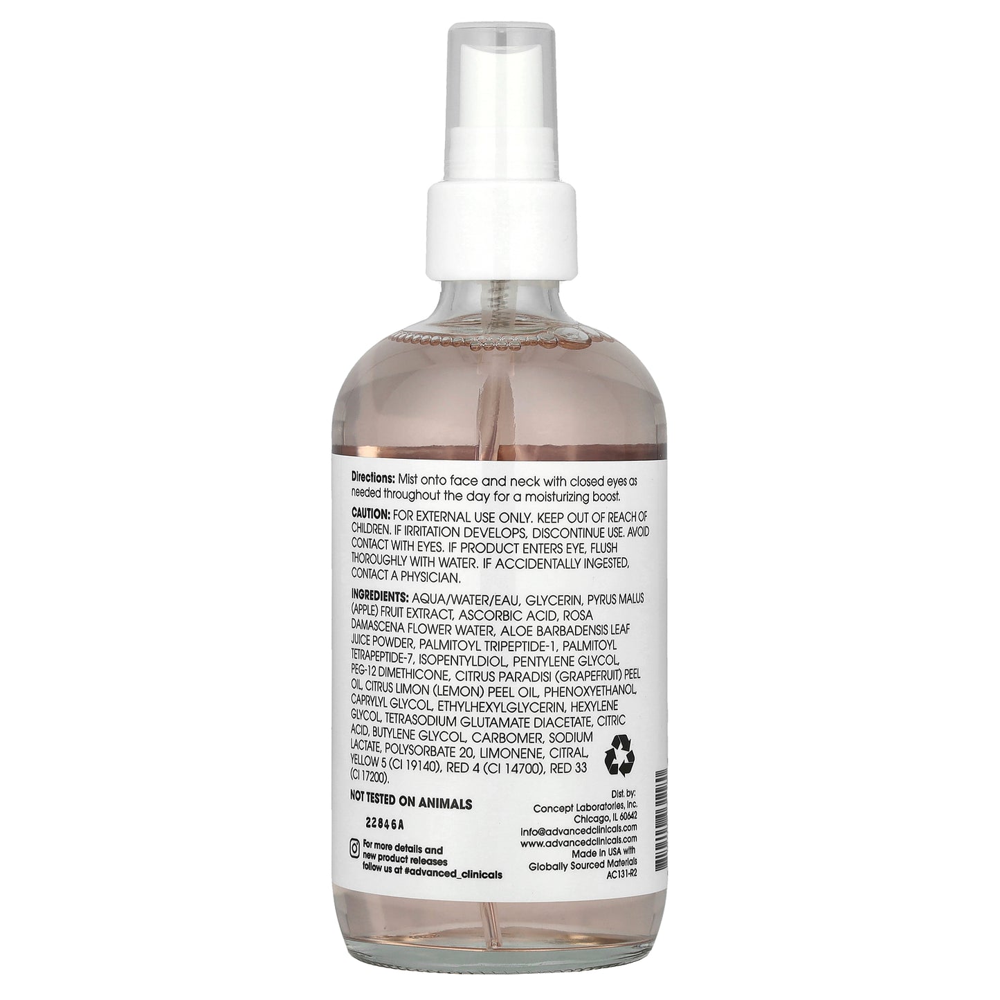 Advanced Clinicals, Vitamin C + Aloe Vera, Antioxidant Glow Facial Mist, 7.5 fl oz (222 ml)