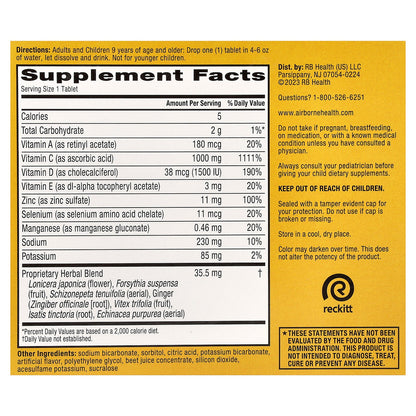 AirBorne, Immune Support Supplement, Very Berry, 3 Tubes, 10 Effervescent Tablets Each