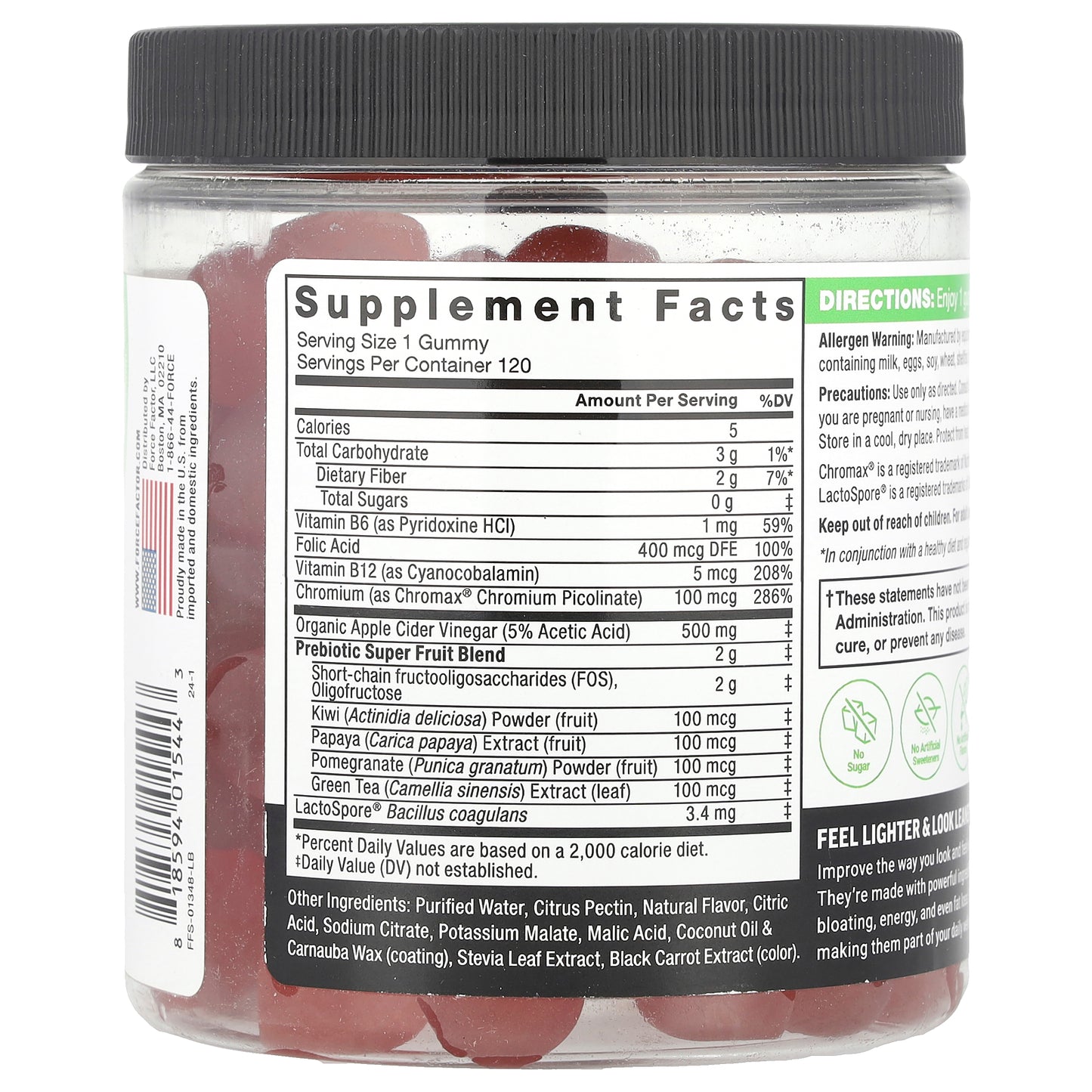 Force Factor, ProbioSlim®, Keto ACV Gummies, Apple, 120 Gummies