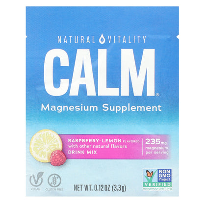 Natural Vitality, CALM, The Anti-Stress Drink Mix, Raspberry-Lemon, 30 Single Serving Packs, 0.12 oz (3.3 g) Each