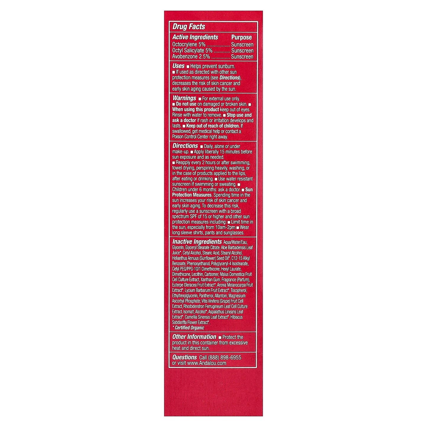 Andalou Naturals, 1000 Roses®, Daily Shade, Facial Lotion, SPF 18, Sensitive, 2.7 fl oz (80 ml)