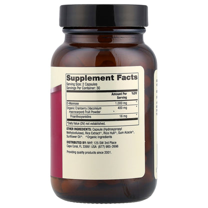 Dr. Mercola, D-Mannose and Cranberry Extract, 60 Capsules