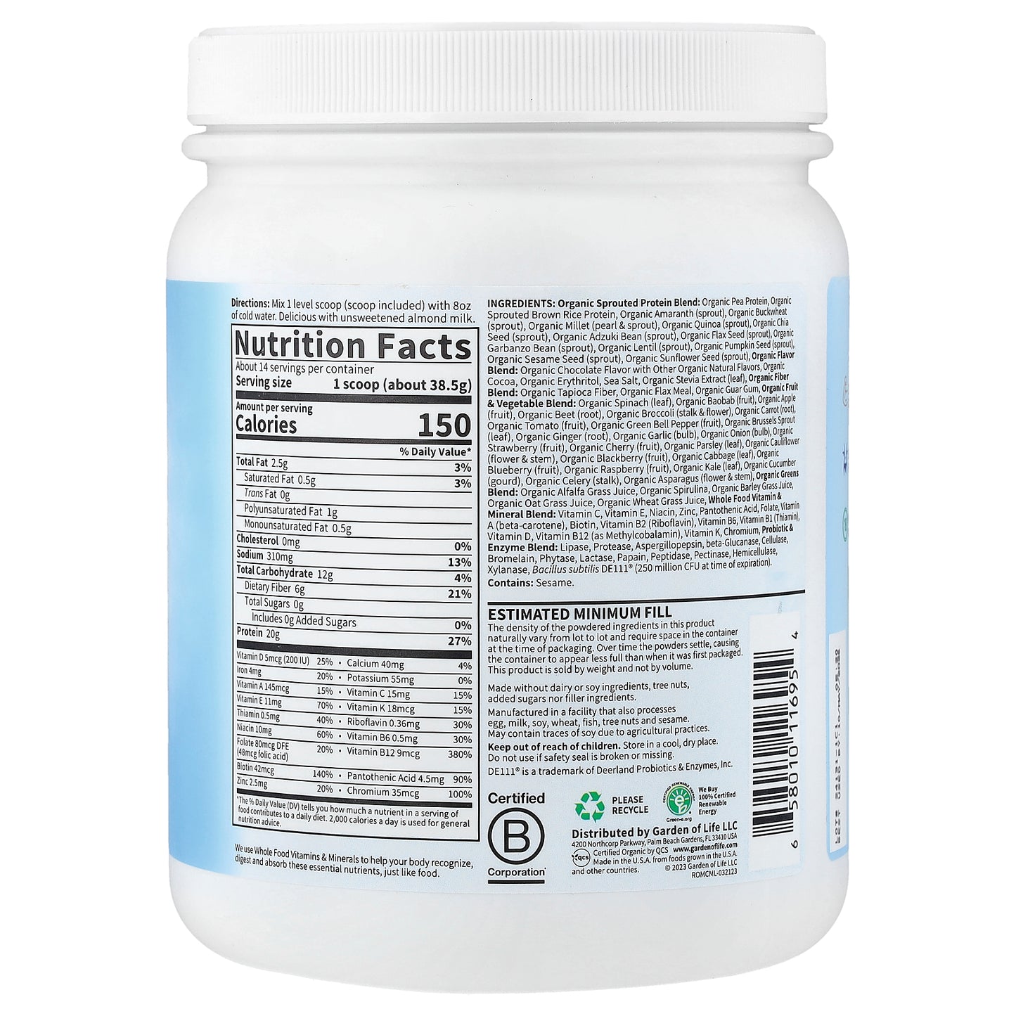 Garden of Life, RAW Organic Meal Replacement Shake, Chocolate, 19.01 oz (539 g)