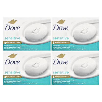 Dove, Beauty Bar Soap, Sensitive Skin, Fragrance Free, 4 Bars, 3.75 oz (106 g) Each