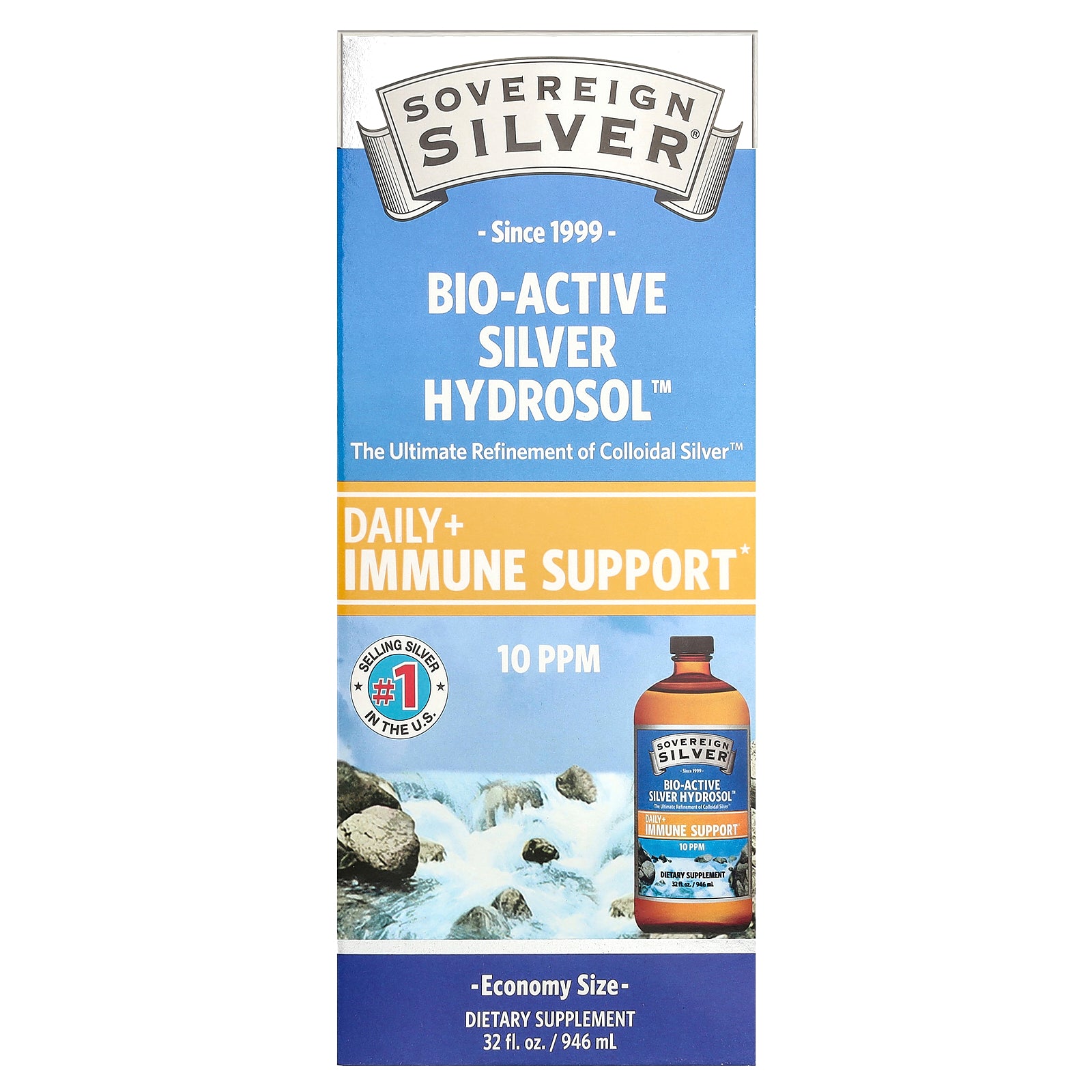 Sovereign Silver, Bio-Active Silver Hydrosol™, 10 PPM, 32 fl oz (946 ml)
