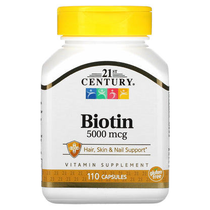 21st Century, Biotin, 5,000 mcg, 110 Capsules