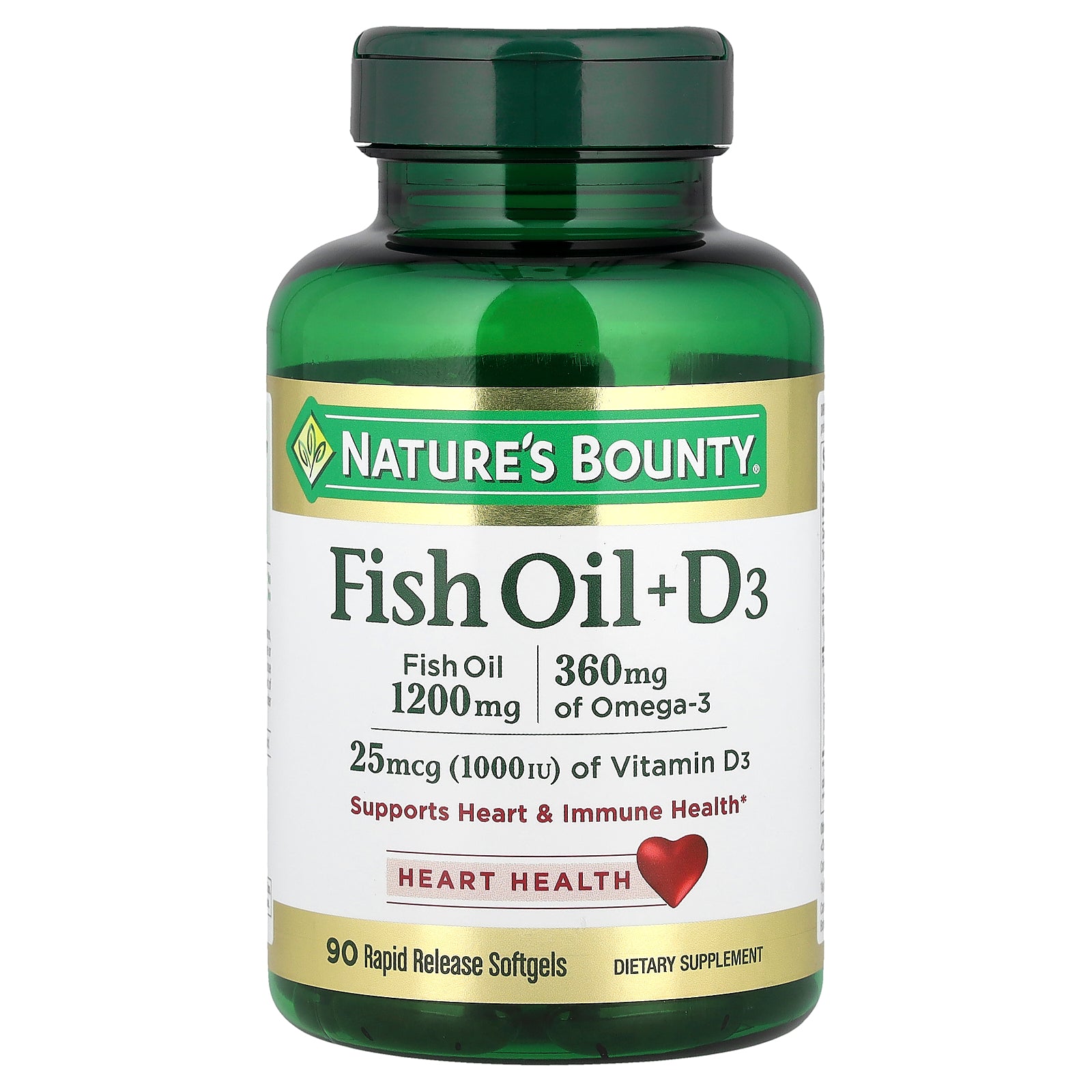 Nature's Bounty, Fish Oil + D3, 90 Rapid Release Softgels