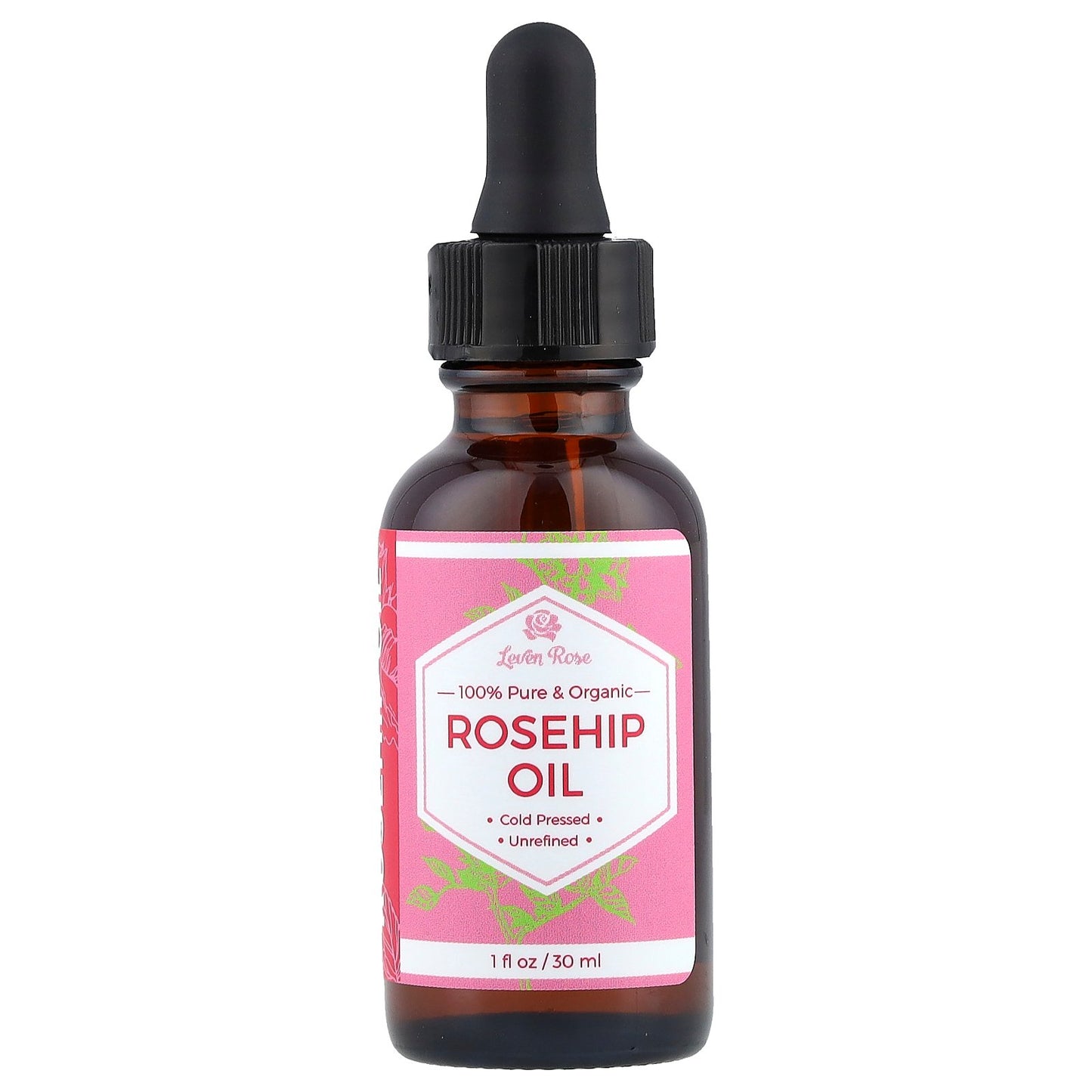 Leven Rose, 100% Pure & Organic Rosehip Oil, 1 fl oz (30 ml)