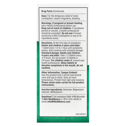 MediNatura, BHI, Constipation Relief, 100 Tablets