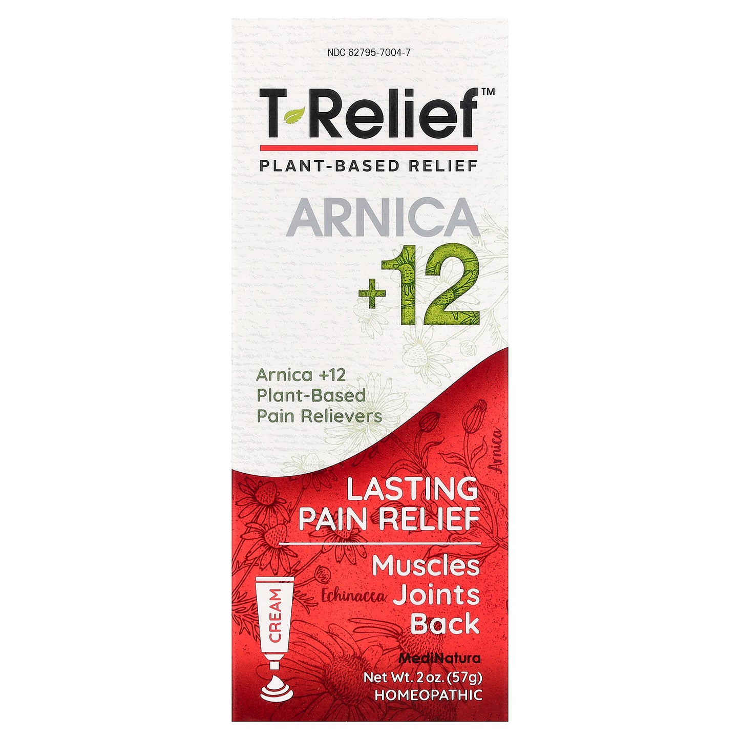 MediNatura, T-Relief™, Arnica +12, Plant-Based Relief Cream, 2 oz (57 g)