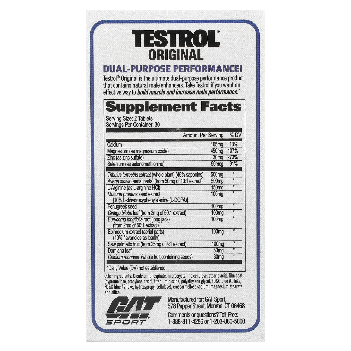 GAT, Testrol® Original, Testosterone Booster, 60 Tablets