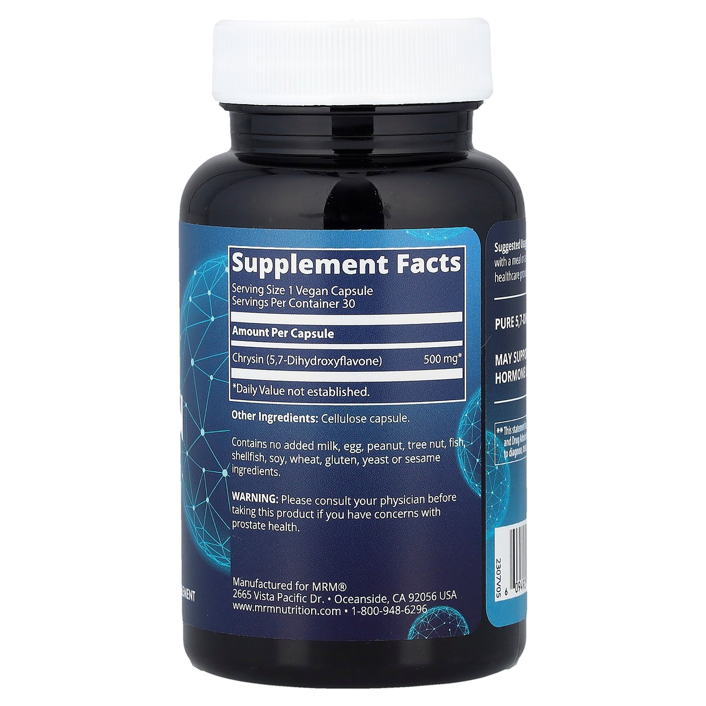 MRM Nutrition, Chrysin 500, 30 Vegan Capsules (500 mg per Capsule)