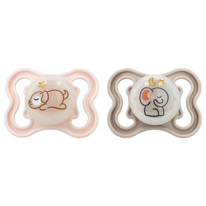 MAM, Supreme Night Pacifier, 0-6 Months, Pink & Grey , 2 Count