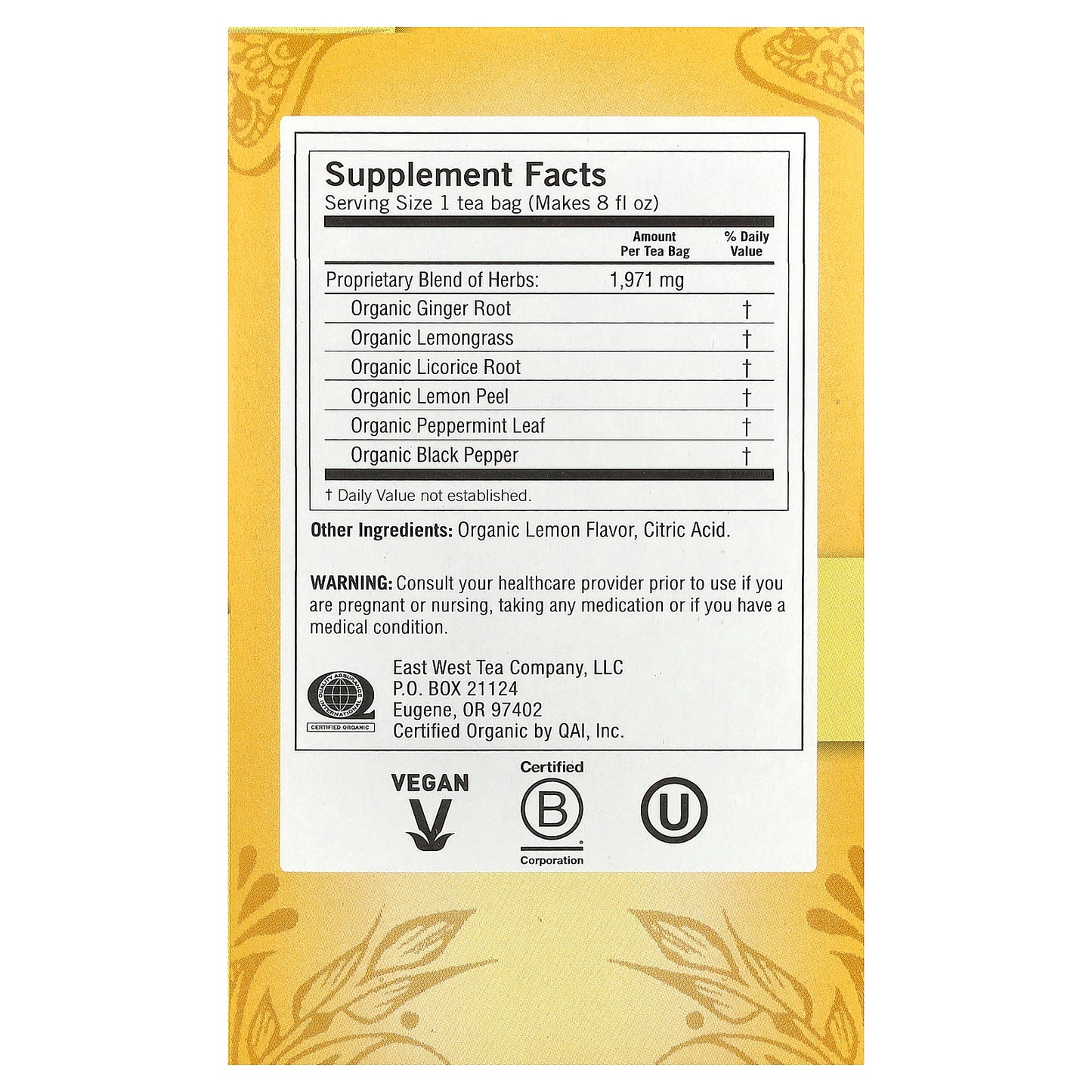 Yogi Tea, Lemon Ginger, Caffeine Free, 16 Tea Bags, 1.27 oz (36 g)