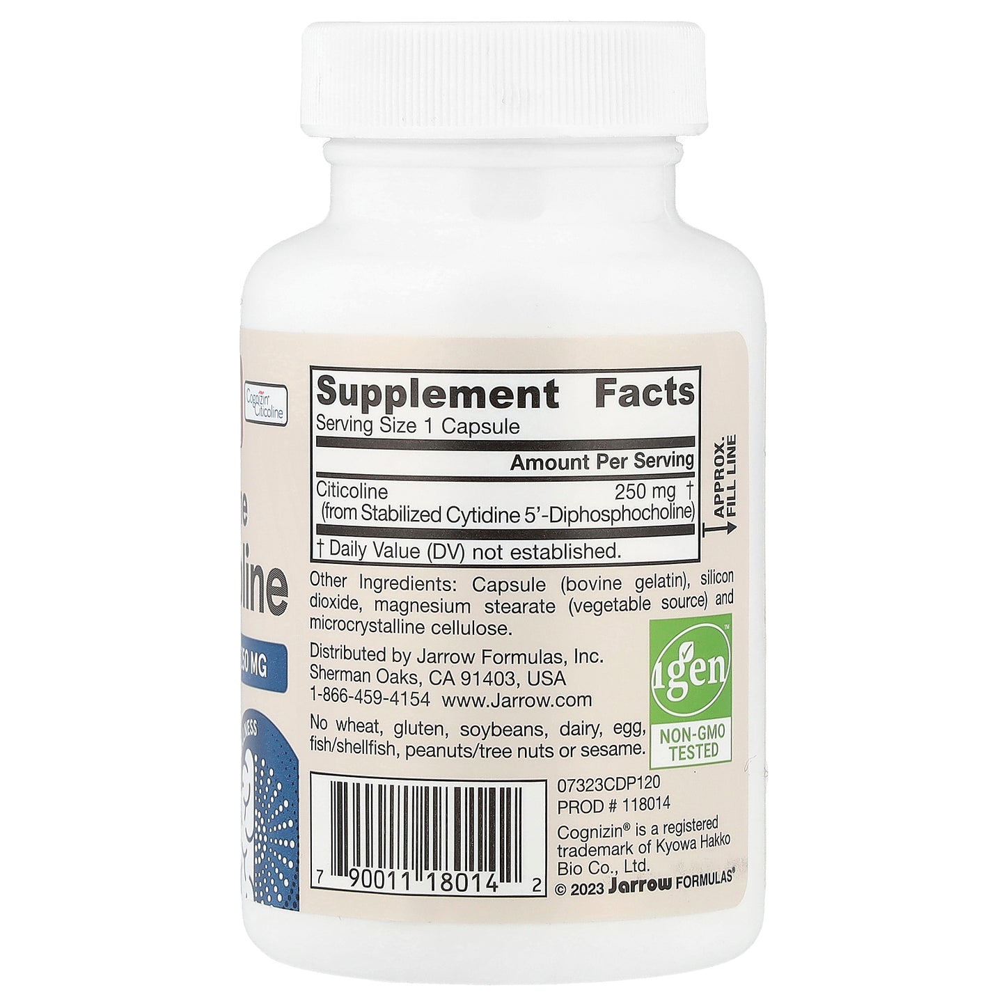 Jarrow Formulas, Citicoline, CDP Choline, 250 mg, 120 Capsules