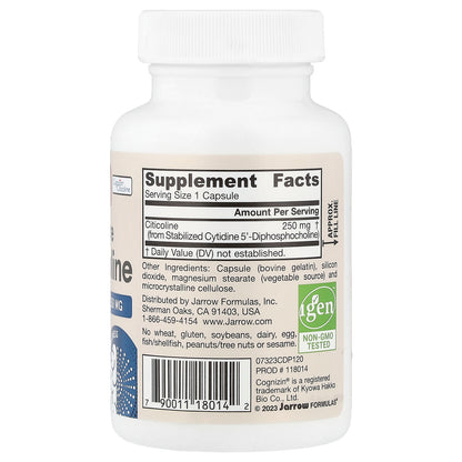 Jarrow Formulas, Citicoline, CDP Choline, 250 mg, 120 Capsules