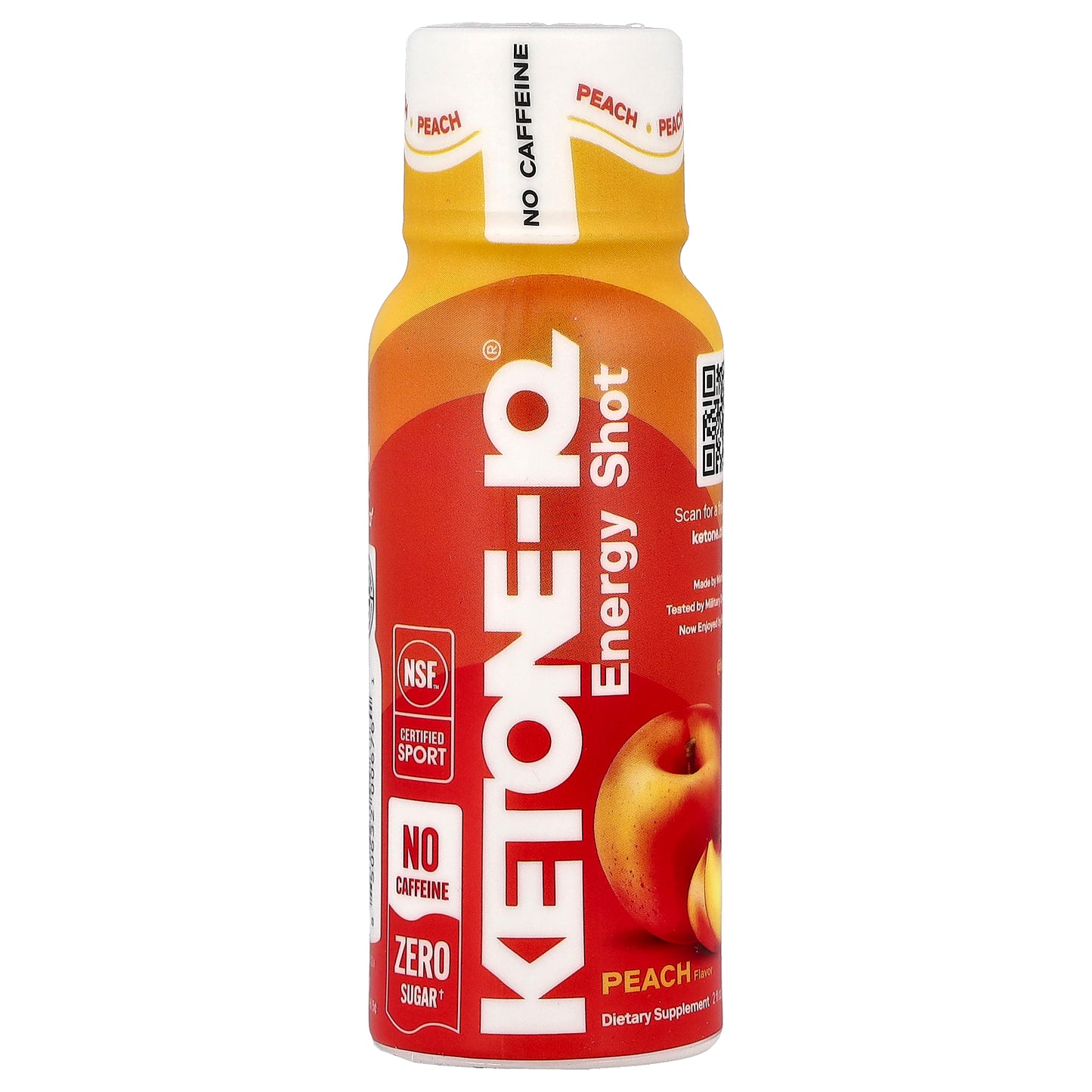 Ketone-IQ, Energy Shot, Peach, Caffeine Free, 6 Bottles, 2 fl oz (59 ml) Each