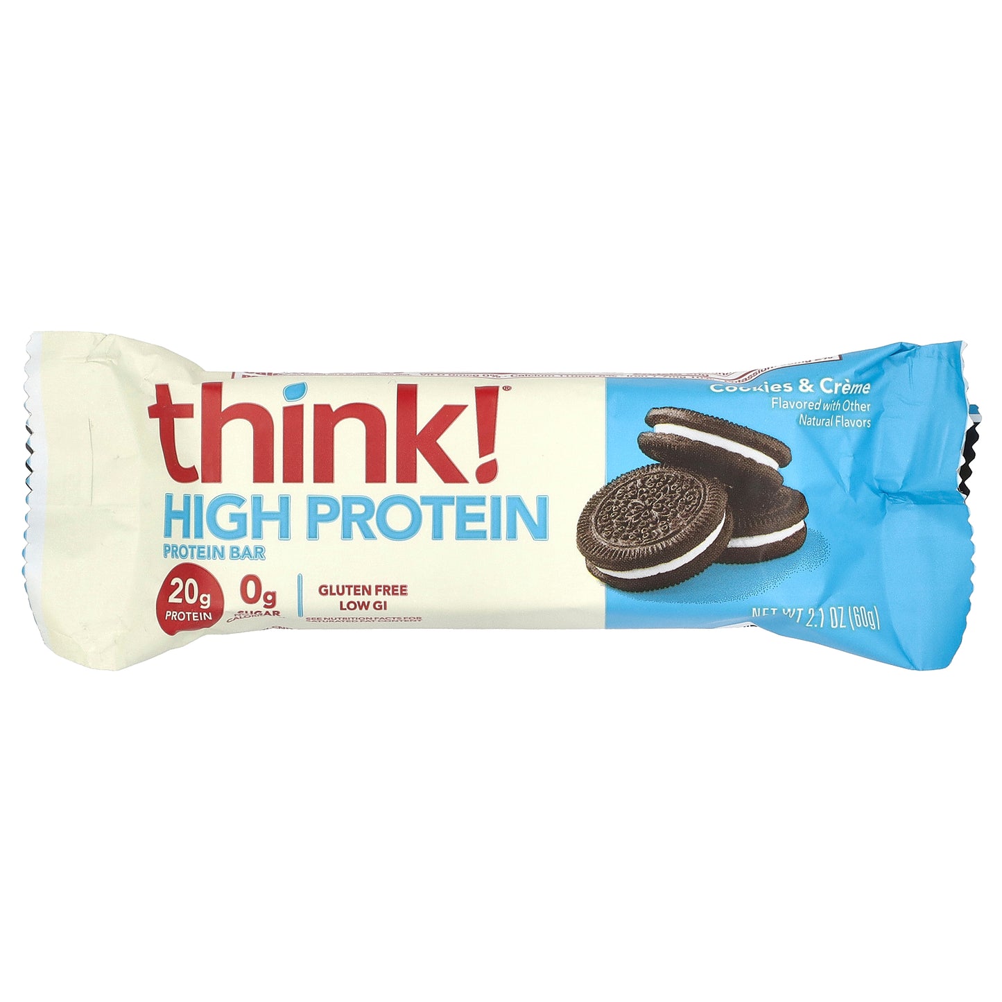 Think !, High Protein Bars, Cookies & Cream, 10 Bars, 2.1 oz (60 g) Each