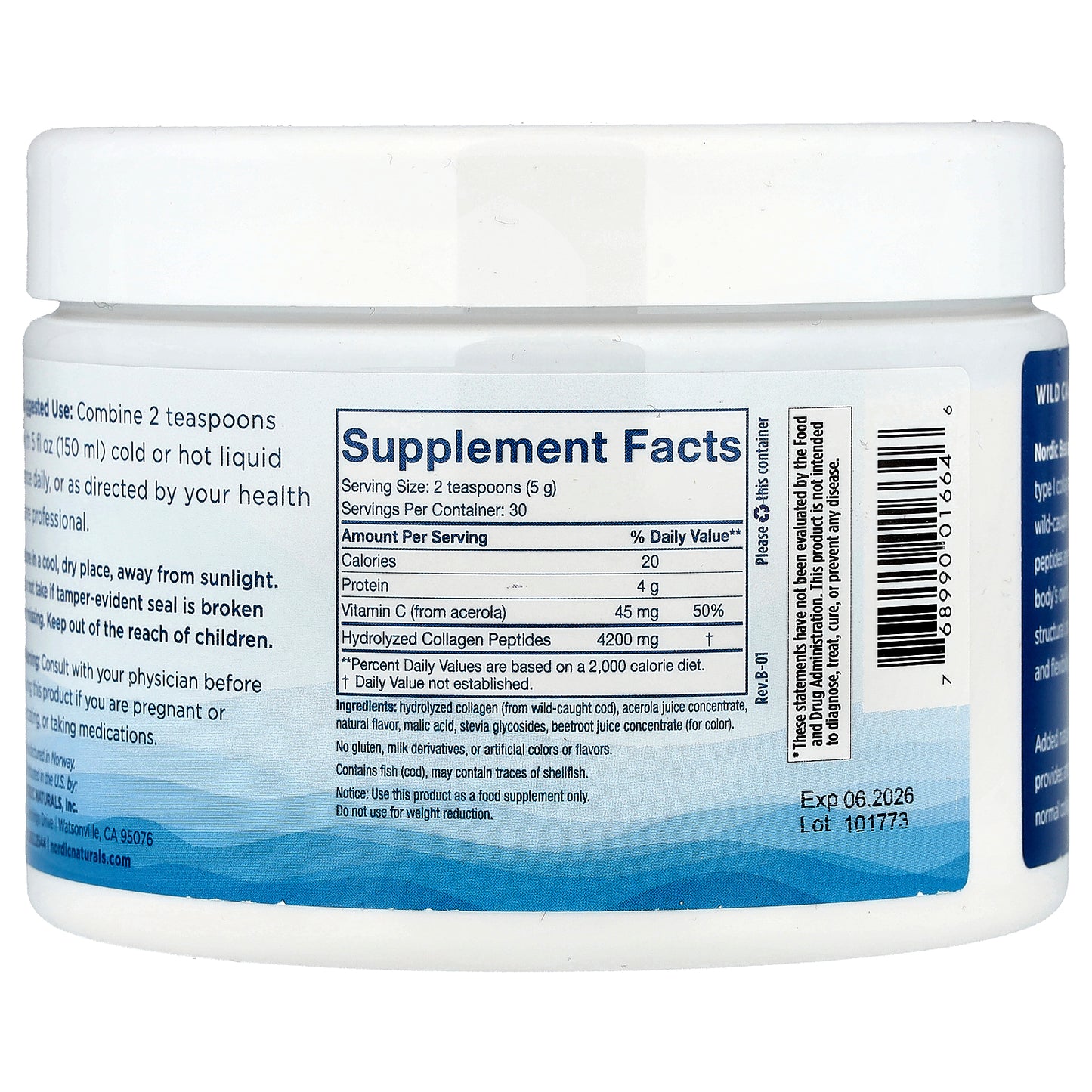 Nordic Naturals, Nordic Beauty, Marine Collagen with Vitamin C, Strawberry, 5.3 oz (150 g)