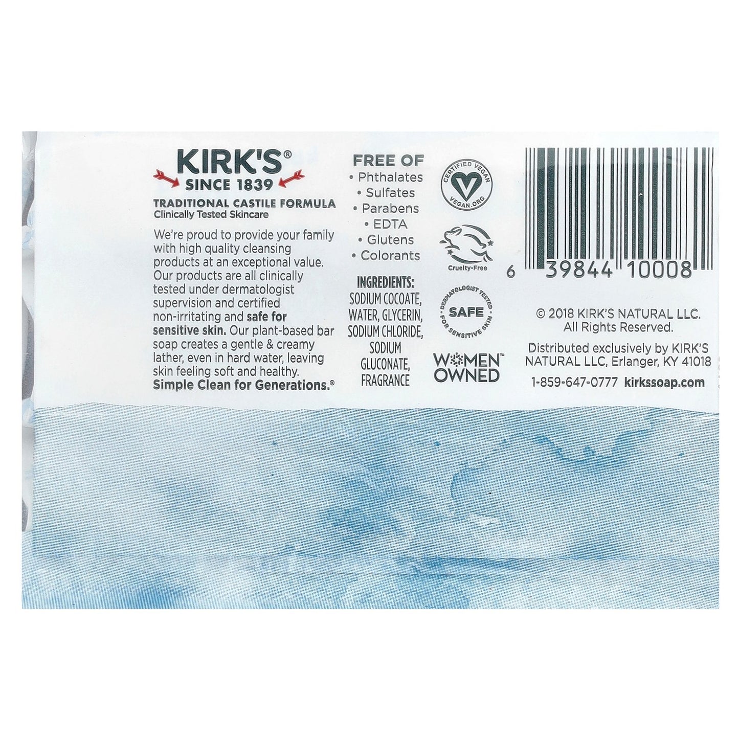 Kirk's, 100% Premium Coconut Oil Castile Bar Soap, Original Fresh, 3 Bars, 4 oz (113 g) Each