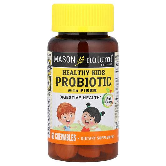 Mason Natural, Healthy Kids Probiotic with Fiber, Fruit, 60 Chewables