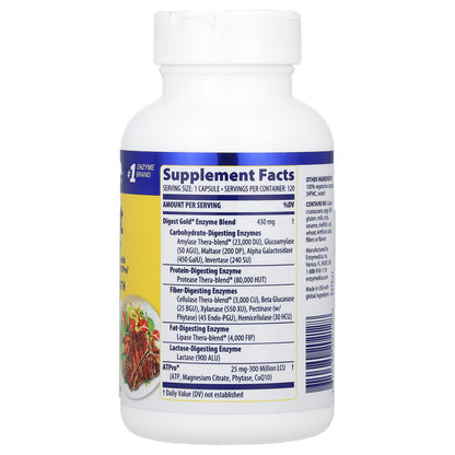 Enzymedica, Digest Gold® with ATPro®, Maximum Strength, 120 Capsules