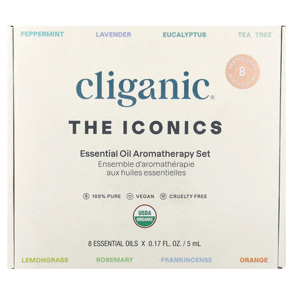 Cliganic, The Iconics, Essential Oil Aromatherapy Set, 8 Piece Set, 0.17 fl oz (5 ml) Each