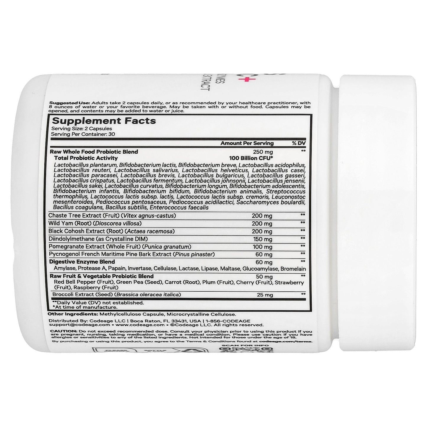 Codeage, RAW Women's Probiotic+, 60 Vegetable Capsules