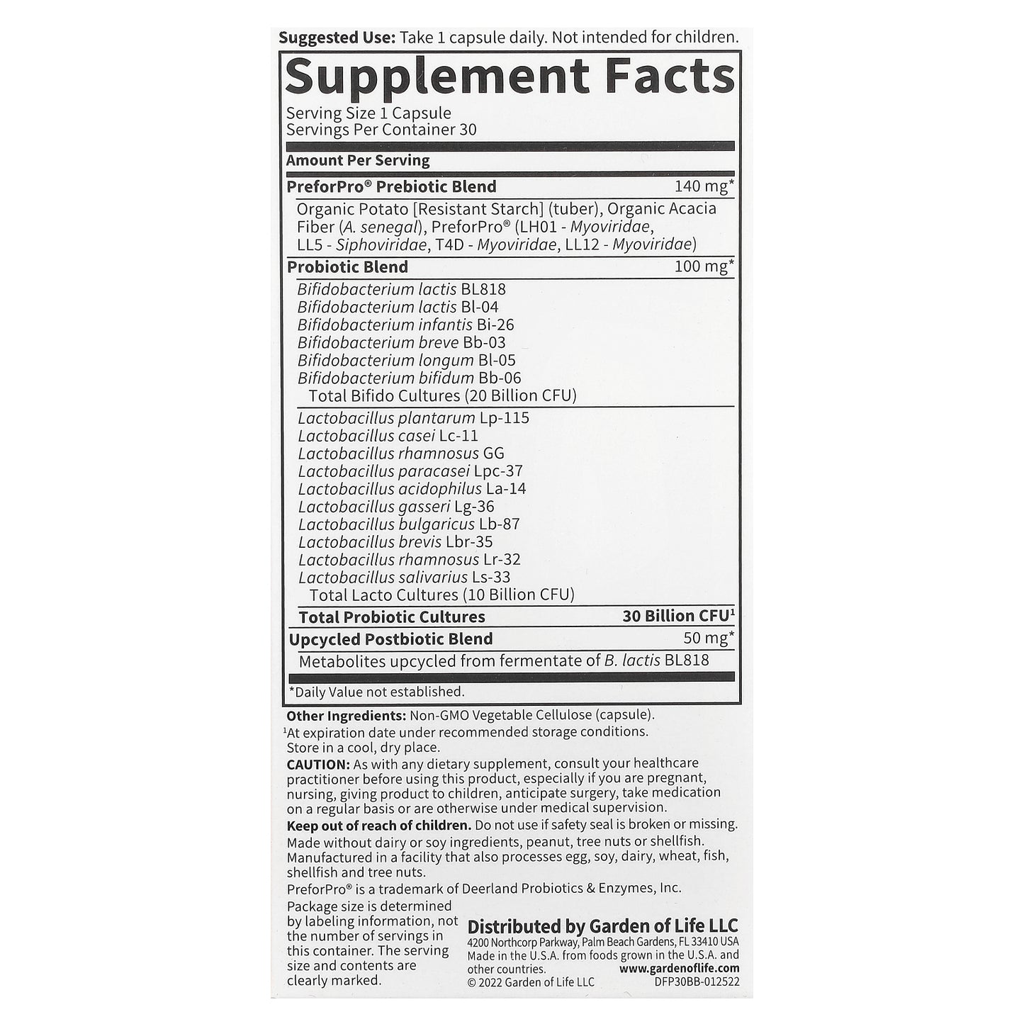 Garden of Life, Probiotics, 30 Mini Vegetarian Capsules