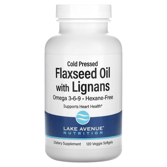 Lake Avenue Nutrition, Cold Pressed Flaxseed Oil with Lignans, 120 Veggie Softgels (1 g per Softgel)