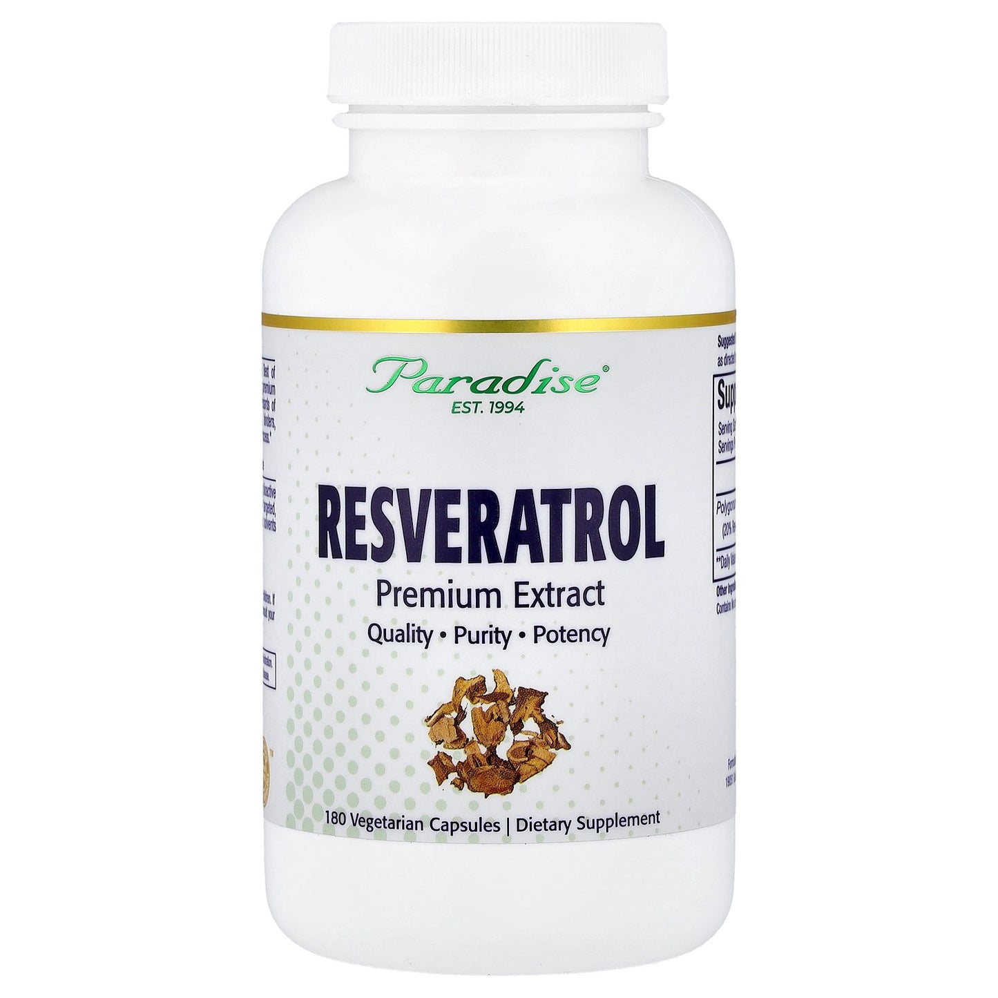 Paradise Herbs, Resveratrol Premium Extract, 180 Vegetarian Capsules (100 mg per Capsule)