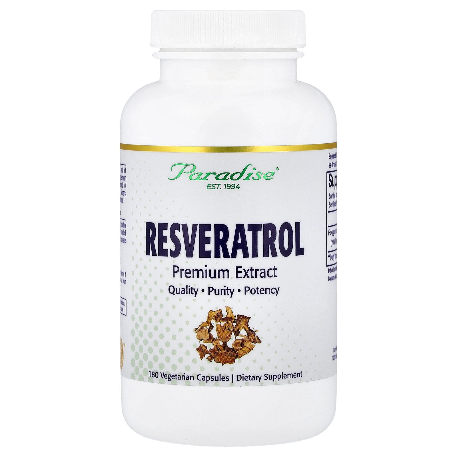 Paradise Herbs, Resveratrol Premium Extract, 180 Vegetarian Capsules (100 mg per Capsule)