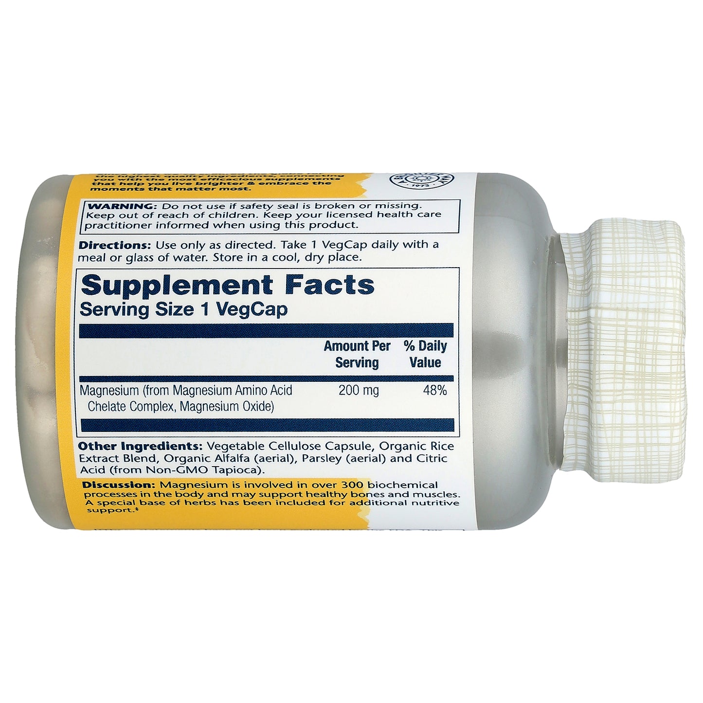 Solaray, Magnesium, 200 mg, 100 VegCaps