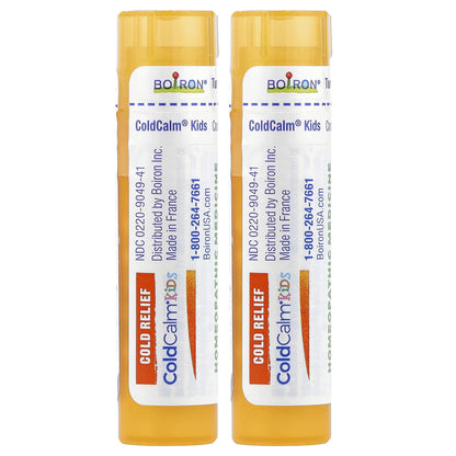 Boiron, ColdCalm® Kids Meltaway Pellets, 4+ Years, 2 Tubes, Approx. 80 Pellets Each