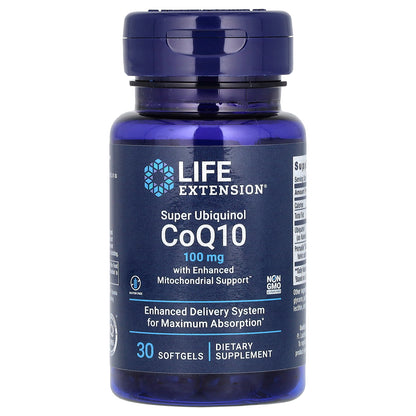 Life Extension, Super Ubiquinol CoQ10 with Enhanced Mitochondrial Support, 100 mg, 30 Softgels