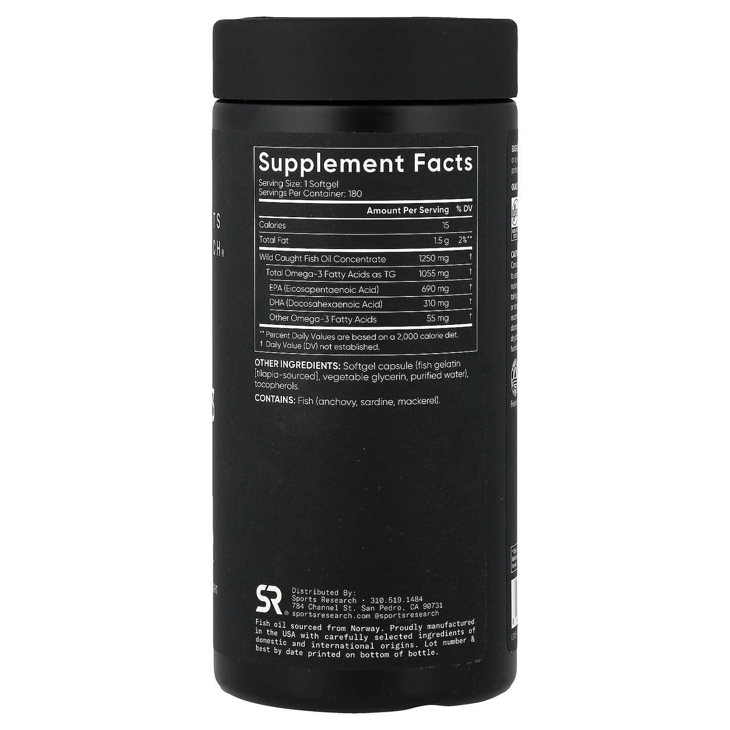 Sports Research, Omega-3 Fish Oil, Triple Strength, 180 Softgels