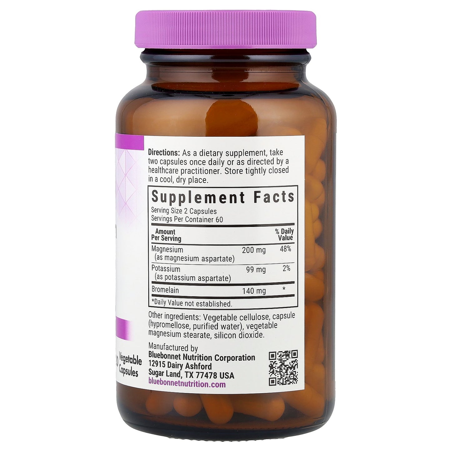 Bluebonnet Nutrition, Magnesium Potassium & Bromelain, 120 Vegetable Capsules