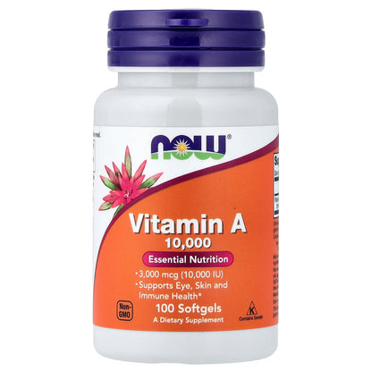 NOW Foods, Vitamin A, 3,000 mcg (10,000 IU), 100 Softgels