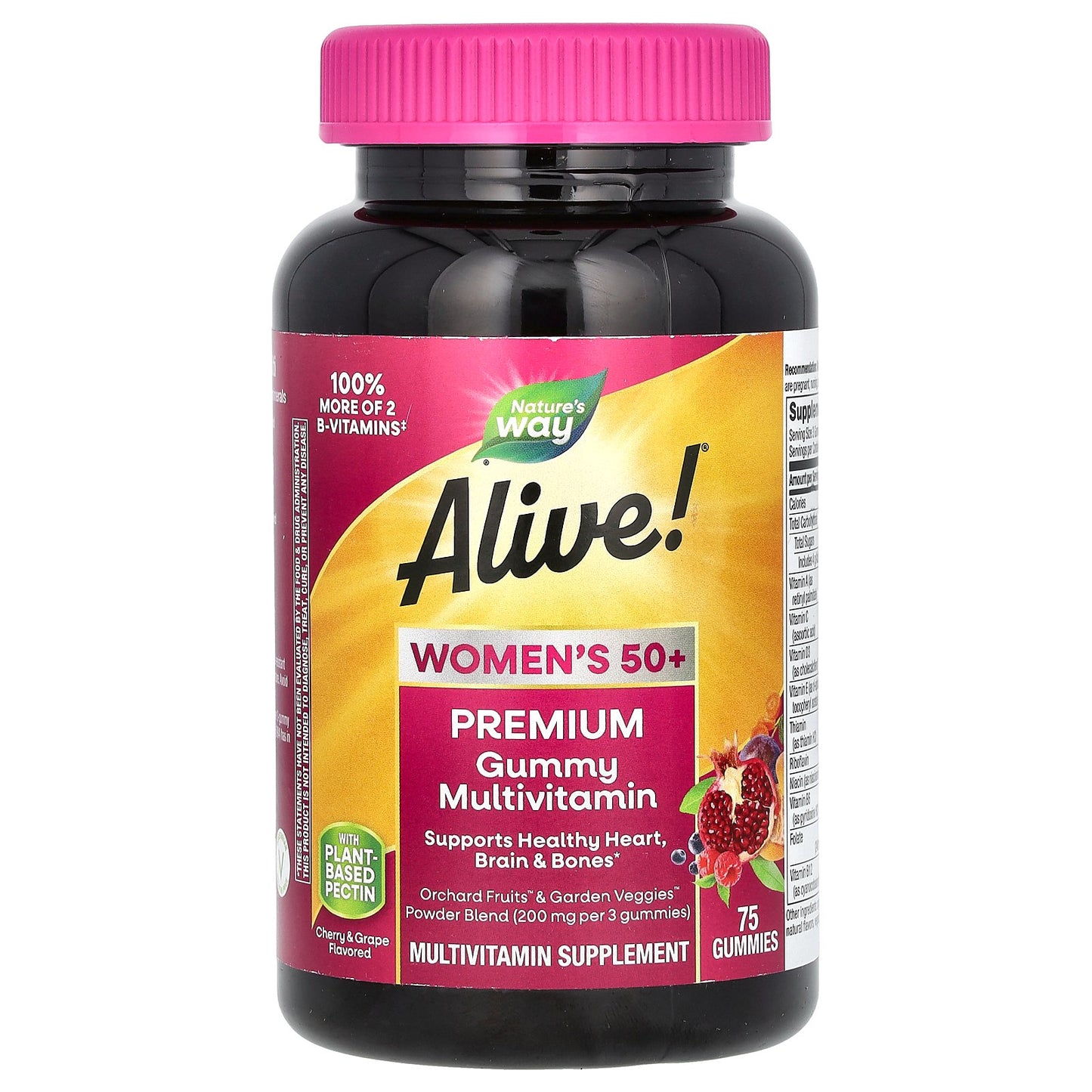 Nature's Way, Alive! Women's 50+ Premium Gummy Multivitamin, Cherry & Grape, 75 Gummies