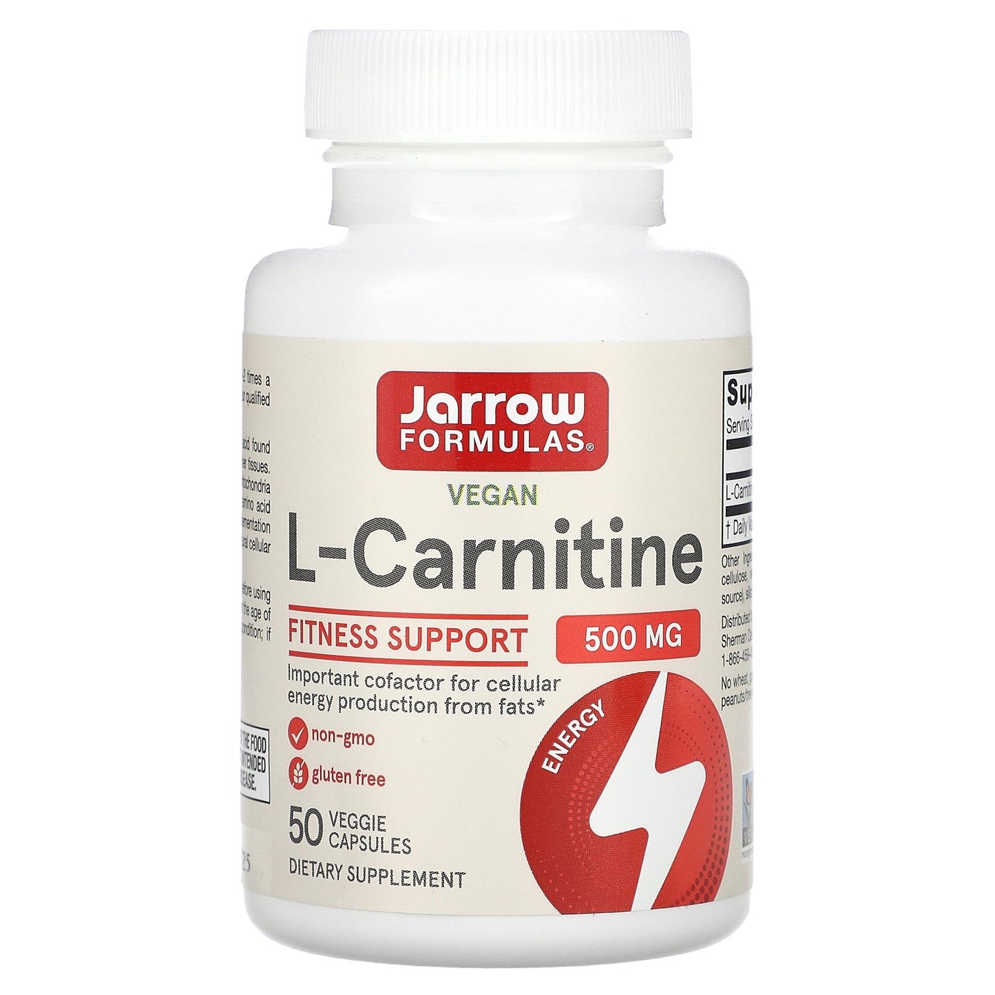 Jarrow Formulas, L-Carnitine, 500 mg, 50 Veggie Capsules