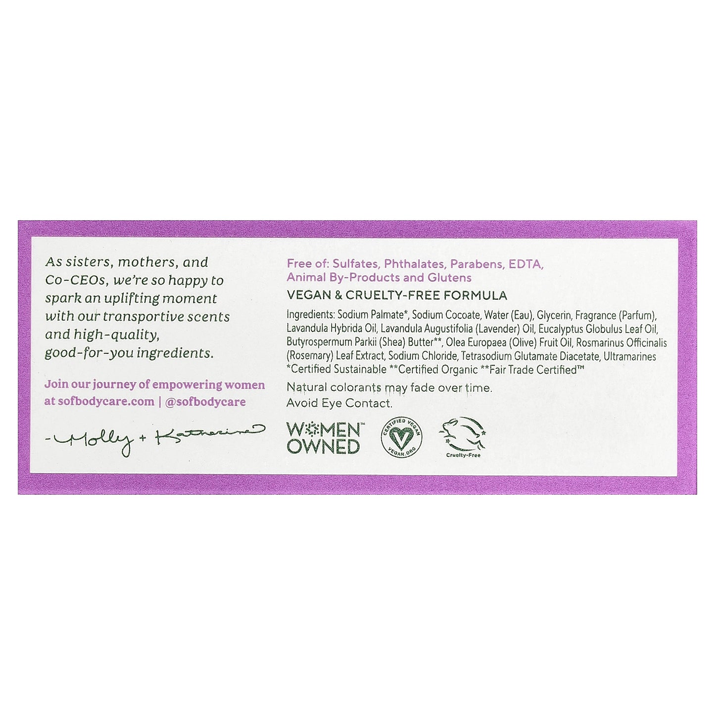 SoF, Triple Milled Bar Soap with Shea Butter, Lavender Fields, 6 oz (170 g)