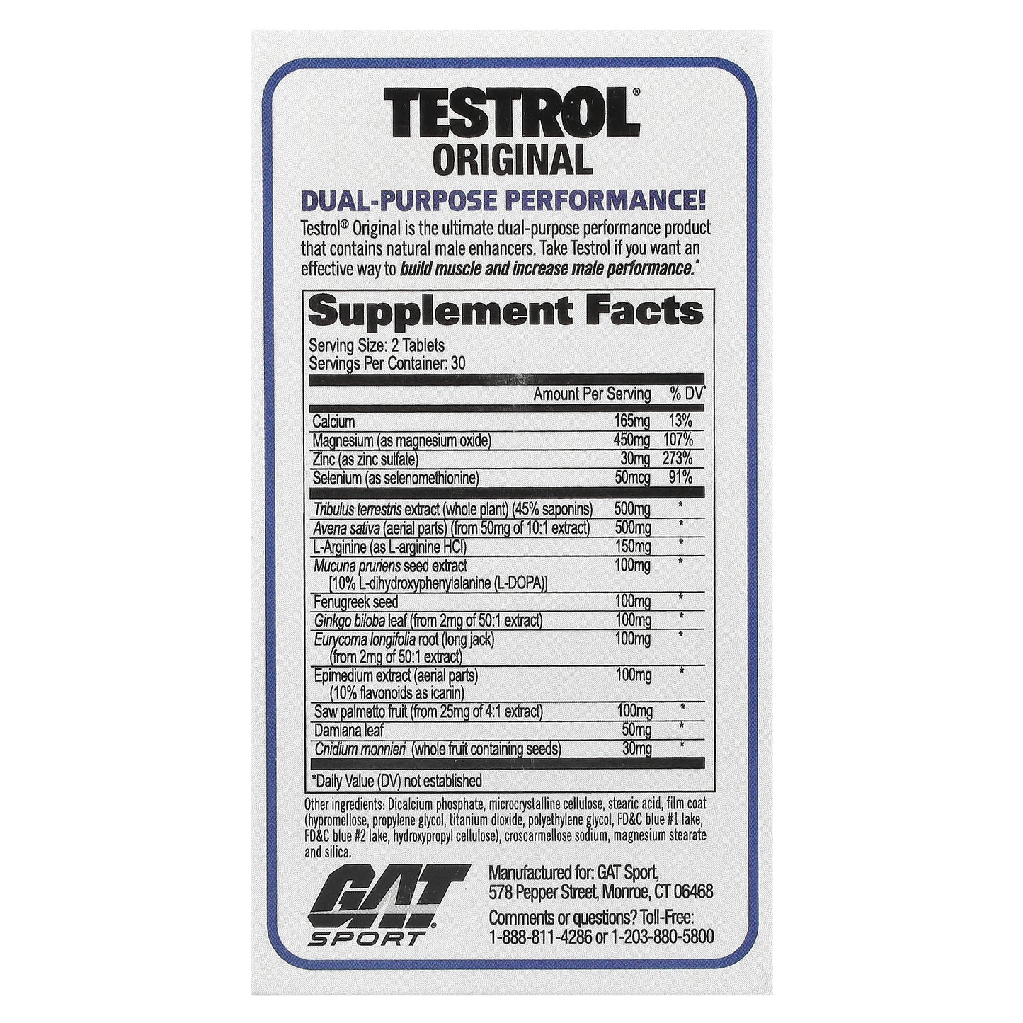 GAT, Testrol® Original, Testosterone Booster, 60 Tablets