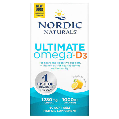 Nordic Naturals, Ultimate Omega-D3, Lemon, 60 Soft Gels