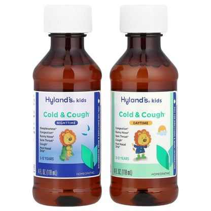 Hyland's Naturals, Kids, Cold & Cough Combo Pack, Daytime/Nighttime, 2-12 Years, 2 Bottles, 4 fl oz (118 ml) Each
