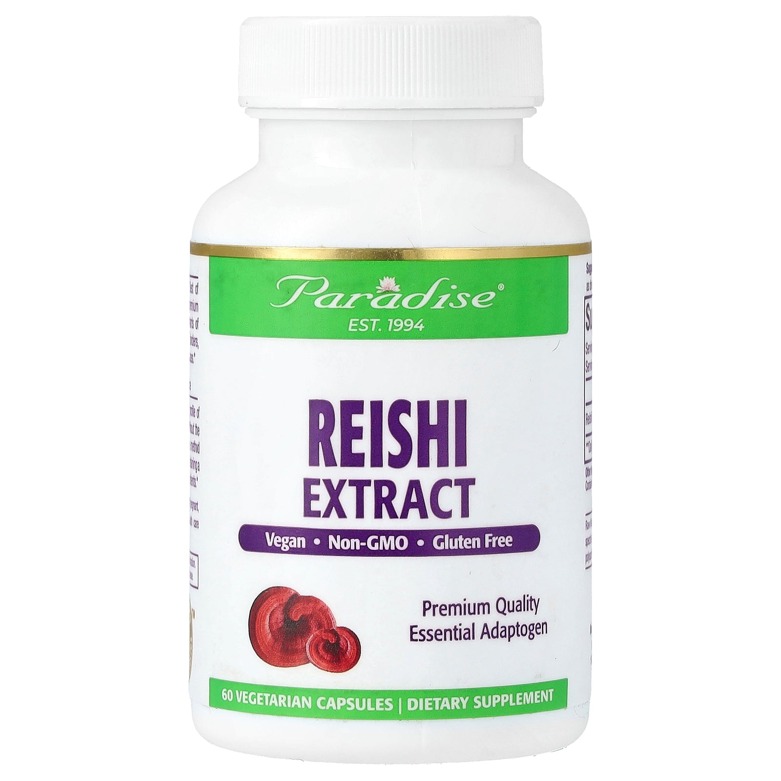 Paradise Herbs, Reishi Extract, 60 Vegetarian Capsules (400 mg per Capsule)